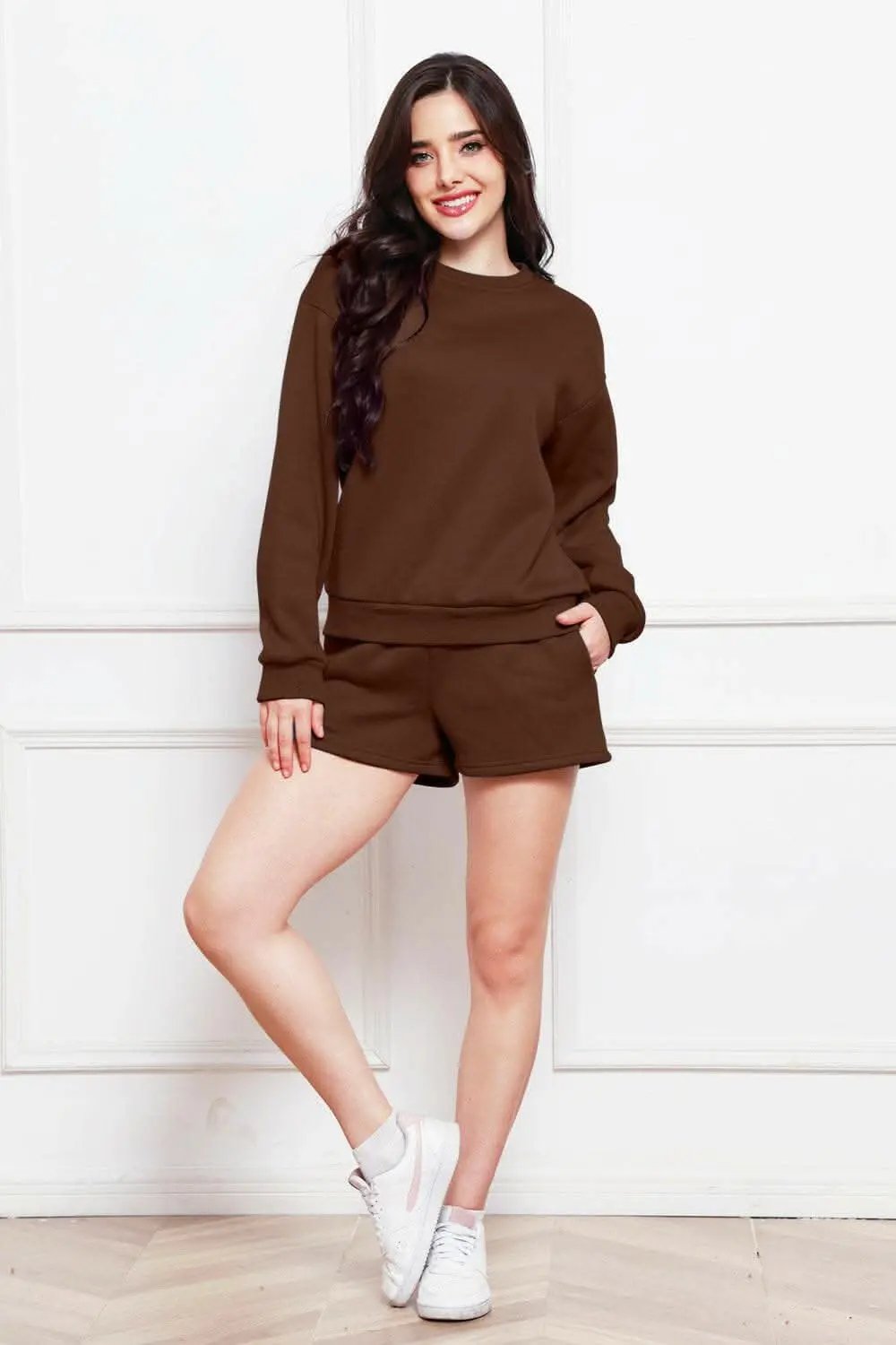 Cozy sweatshirt and shorts set - Love Salve